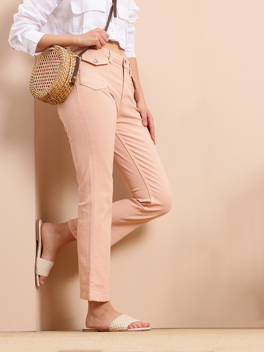 

Mast & Harbour Women Bootcut Jeans, Peach