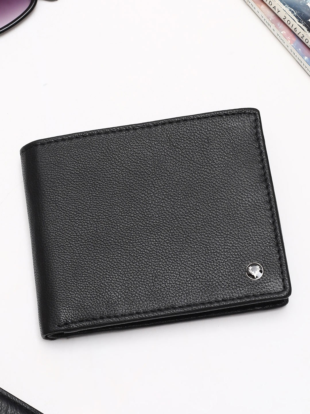 

Allen Solly Men Leather Two Fold Wallet, Black