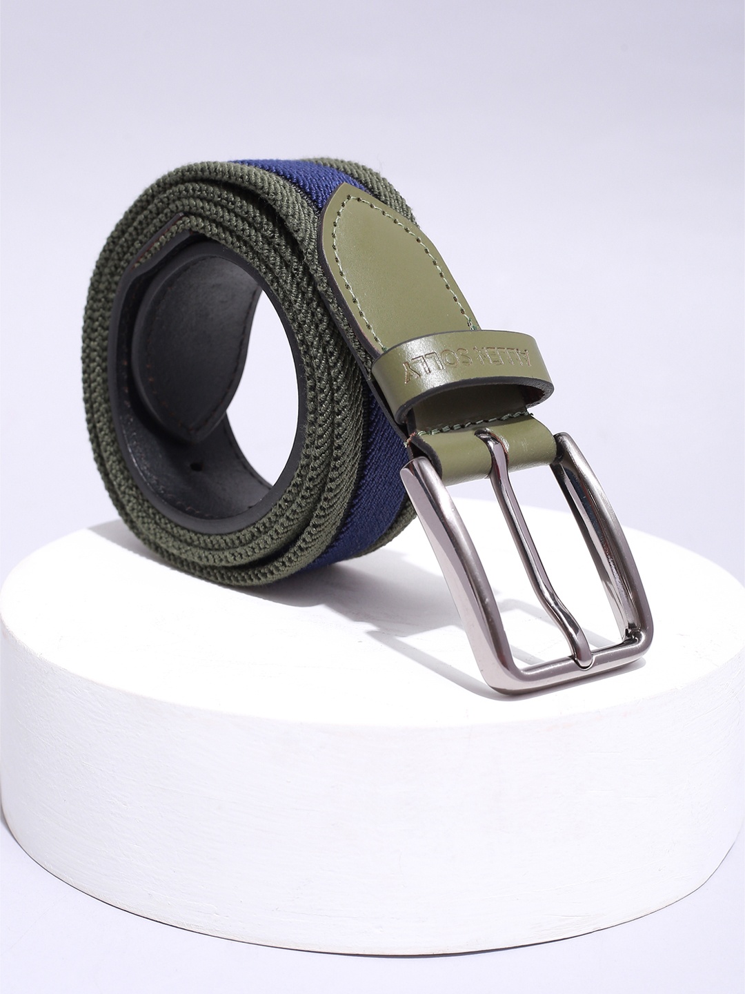 

Allen Solly Men Textured Leather Belt, Olive