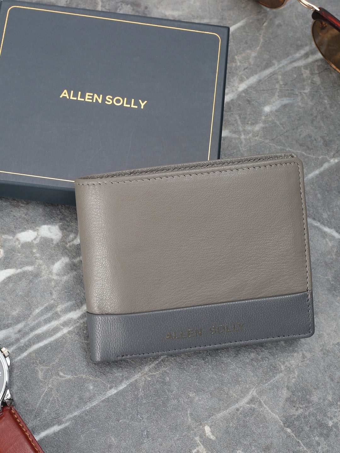 

Allen Solly Men Leather Two Fold Wallet, Grey