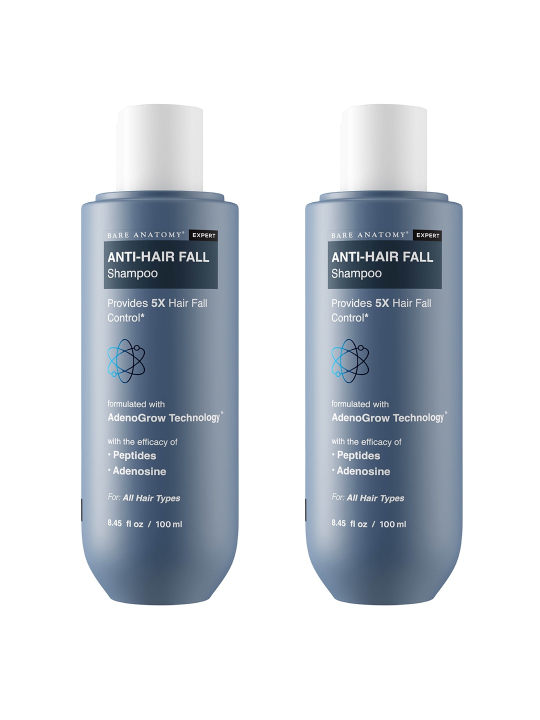 

Bare Anatomy Set of 2 Anti-Hair Fall Shampoo for Hair Growth - 100 ml each, Blue