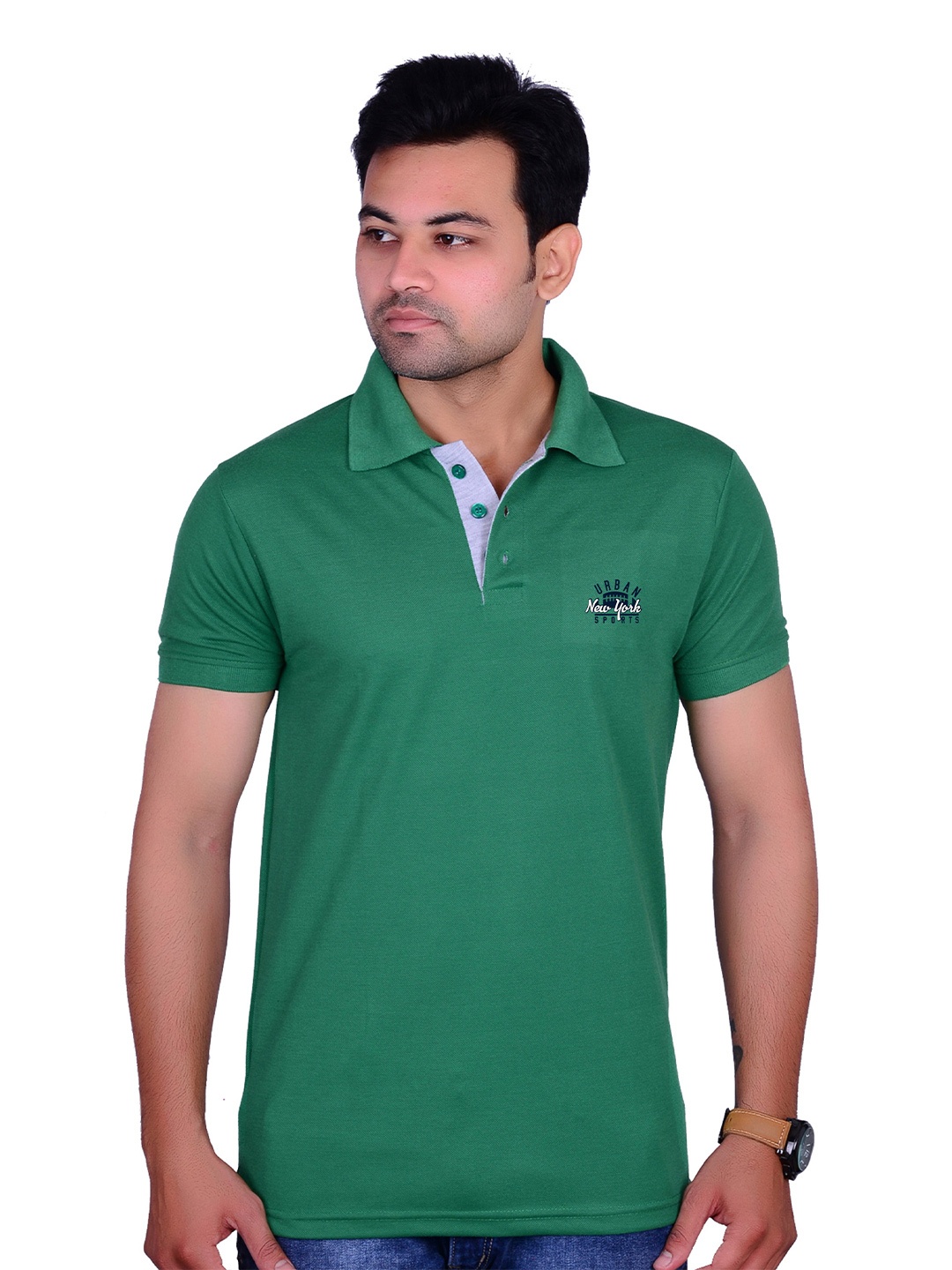 

LA MILANO Men Polo Collar Slim Fit T-shirt, Green