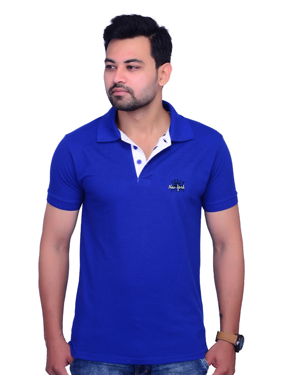 

LA MILANO Men Polo Collar Slim Fit T-shirt, Blue