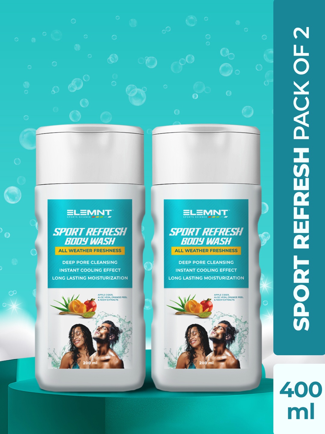 

Elemnt Sports Science Set Of 2 Sports Refresh Body Wash - 200 ml Each, Green