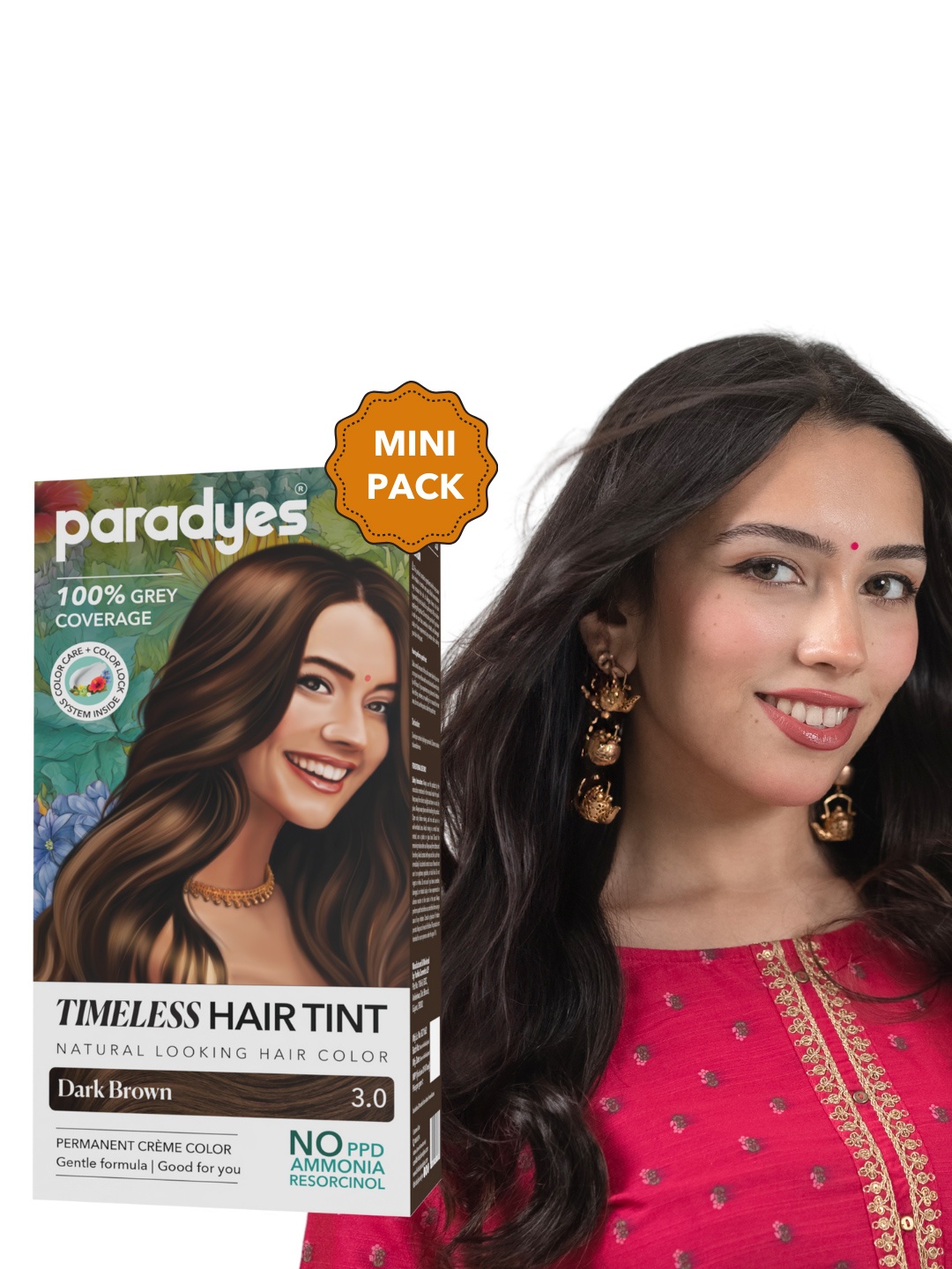 

Paradyes Timeless Permanent Crme Hair Colour- 60g- Dark Brown -3.0