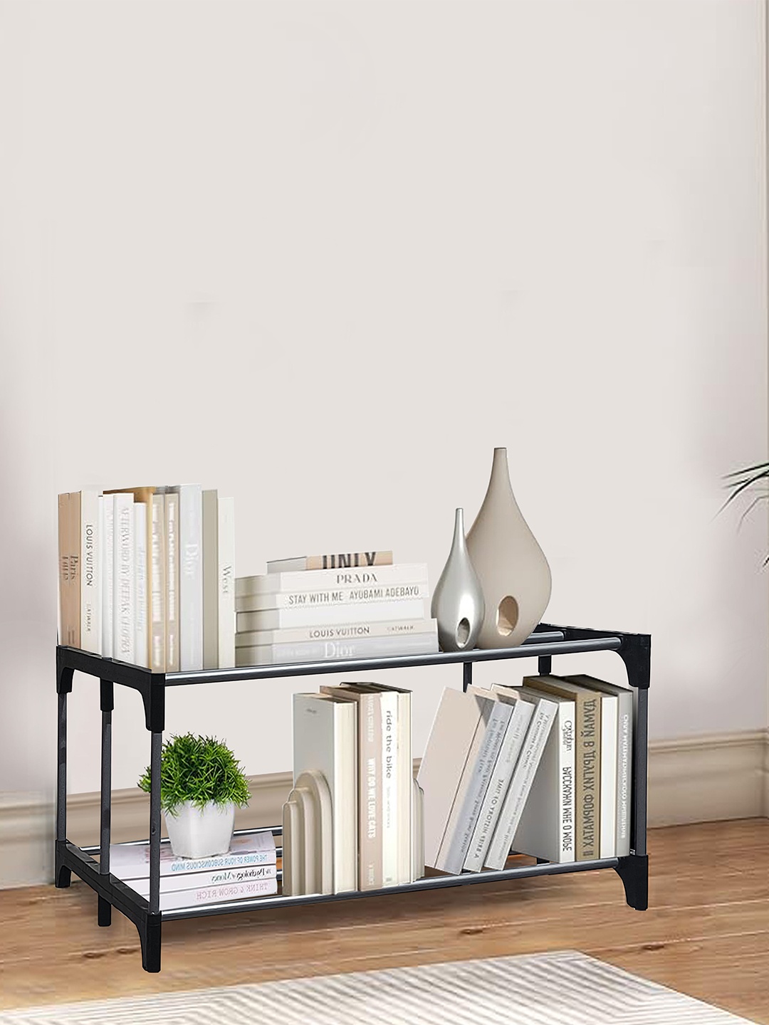 

Urban Choice 2 Layer Metal Book Shelf, Silver