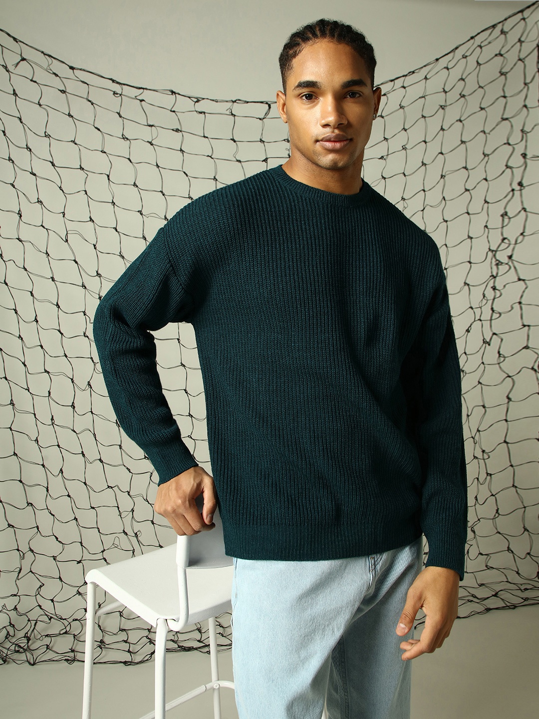 

Hubberholme Men Cable Knit Pullover Sweaters, Blue