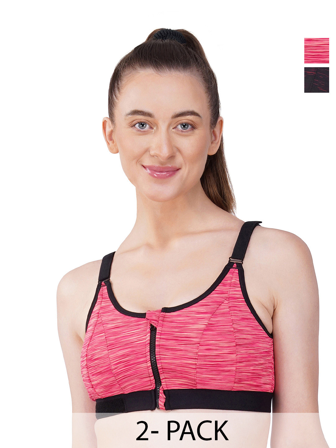

INGRID Women Gym Proper Fit Cotton Everyday Non Wired Dry High Impact Bras, Black