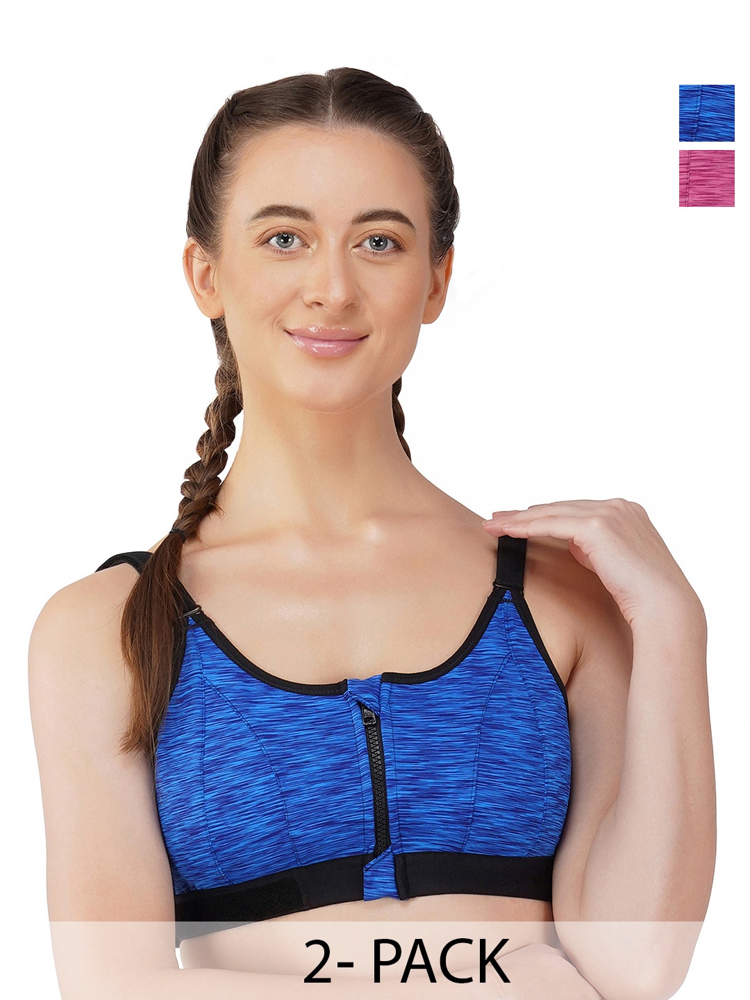 

INGRID Women Gym Proper Fit Cotton Everyday Non Wired Dry High Impact Bras, Blue