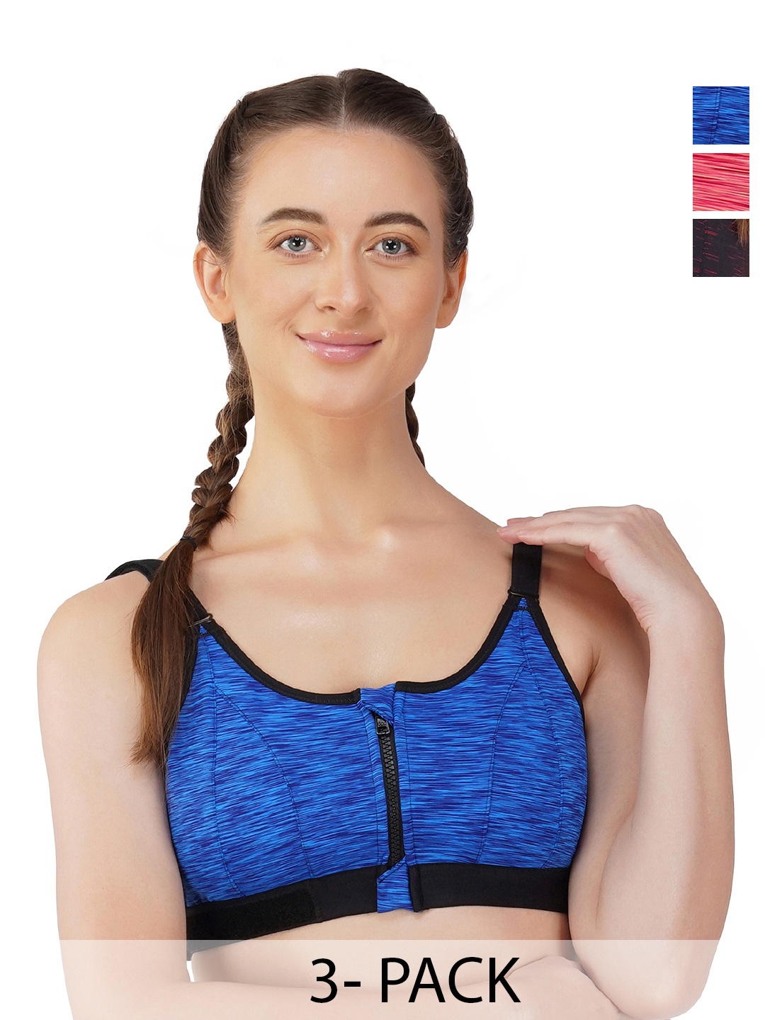 

INGRID Women Gym Proper Fit Cotton Everyday Non Wired Dry High Impact Bras, Black