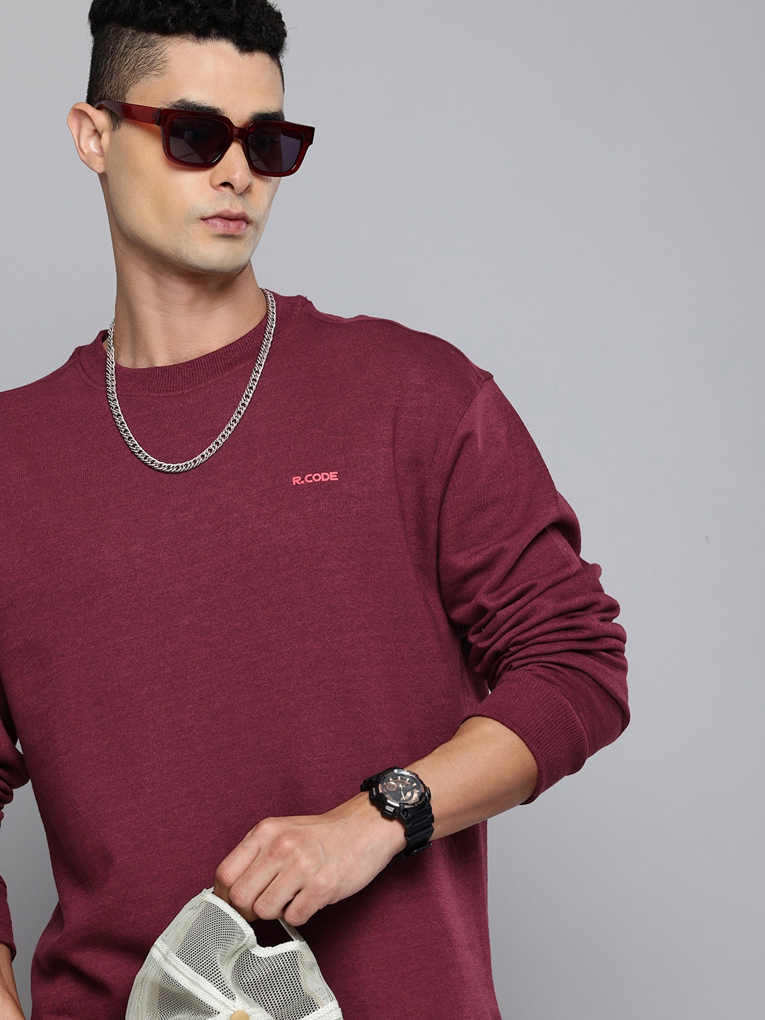 

R.Code by The Roadster Life Co. Oversized Sweatshirt, Burgundy