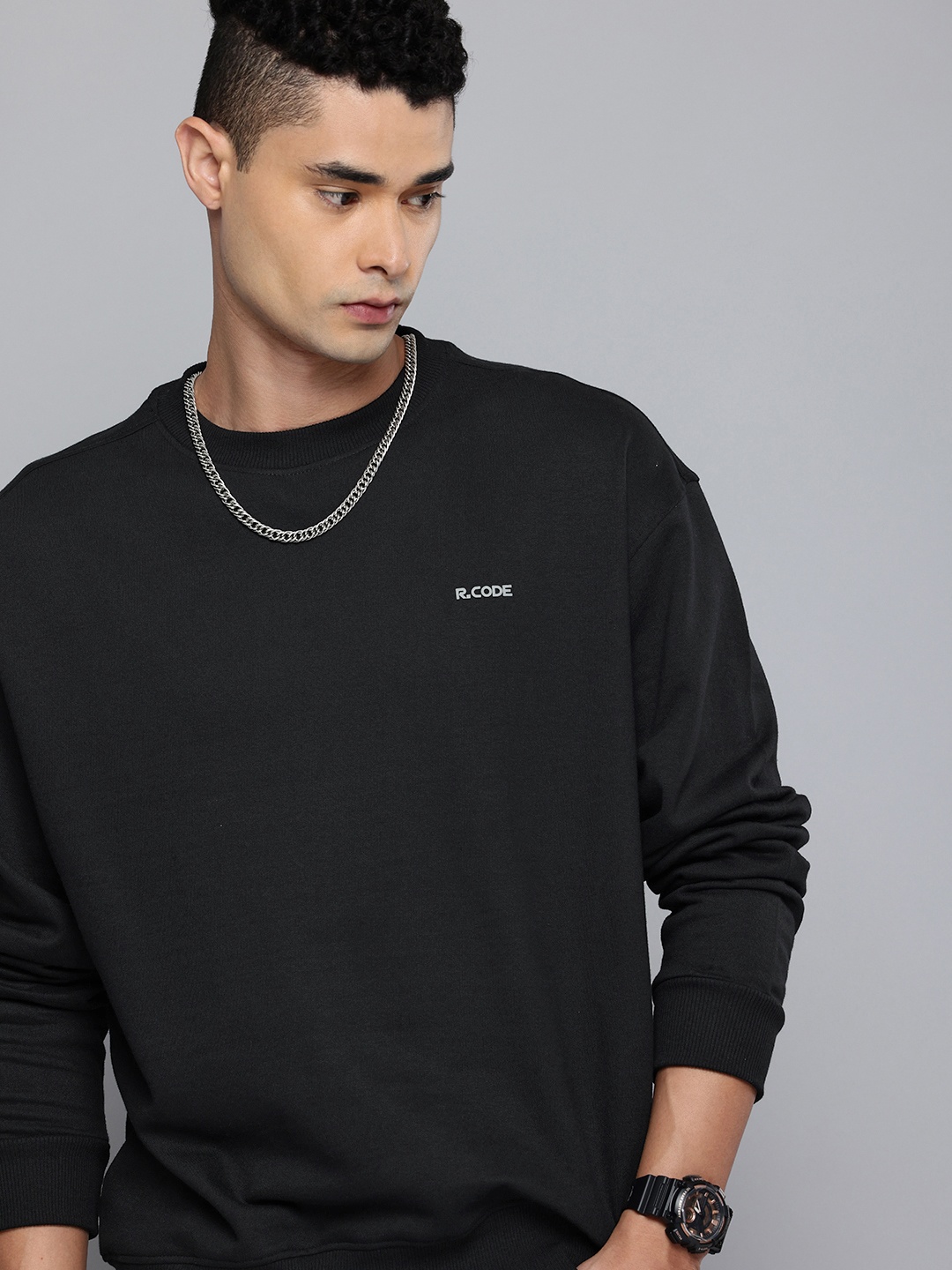 

R.Code by The Roadster Life Co. Oversized Sweatshirt, Black