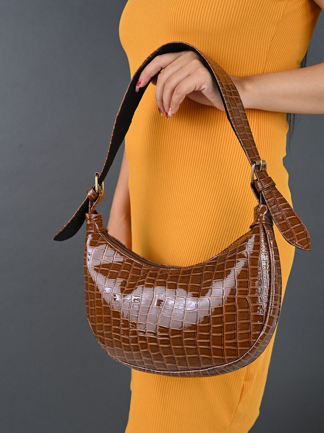 

Mast & Harbour Women Textured Structured Shoulder Bag, Brown