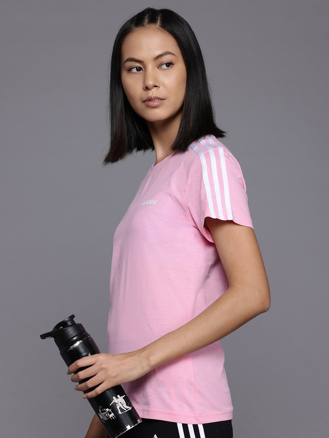 

ADIDAS Pure Cotton 3-Striped Slim Fit T-shirt, Pink