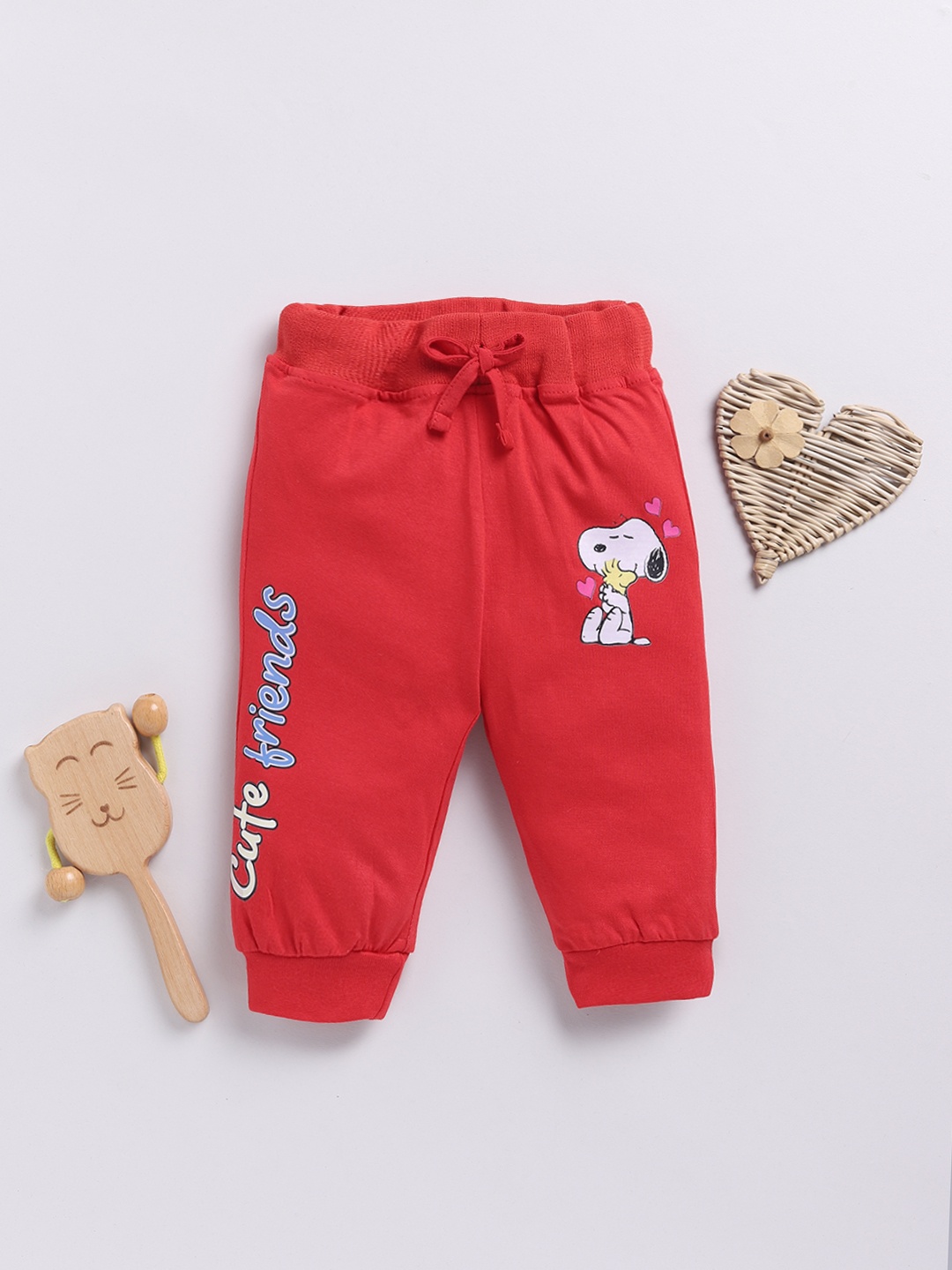 

YK X Minute Mirth Infant Boys Pure Cotton Printed Jogger, Red