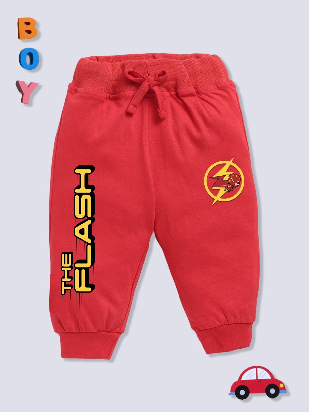 

YK X Minute Mirth Infant Boys Pure Cotton Printed Jogger, Red