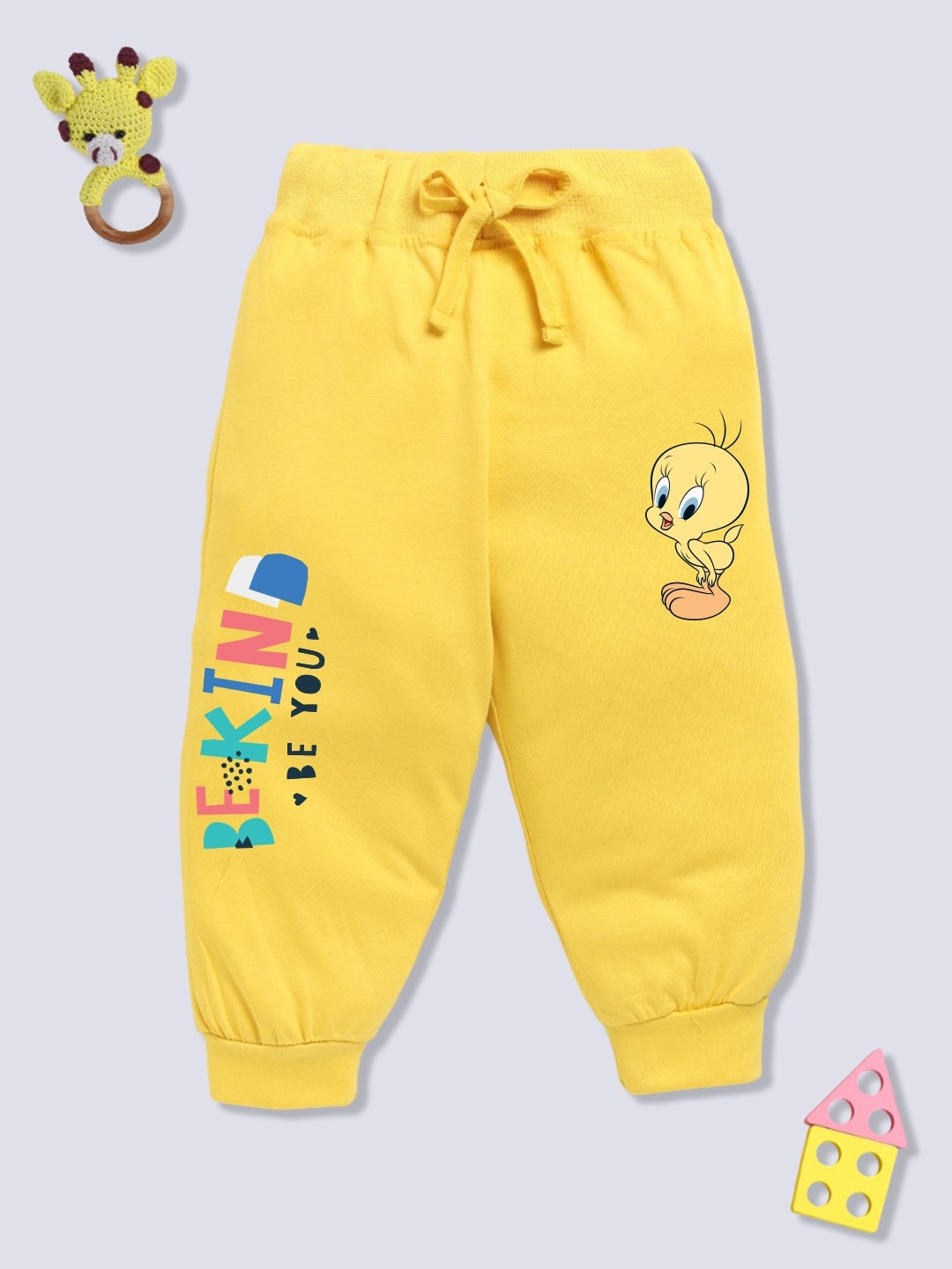 

YK X Minute Mirth Infant Girls Pure Cotton Printed Jogger, Yellow