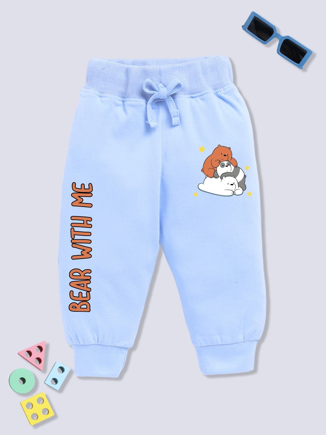 

YK X Minute Mirth Infant Boys Pure Cotton Printed Jogger, Blue