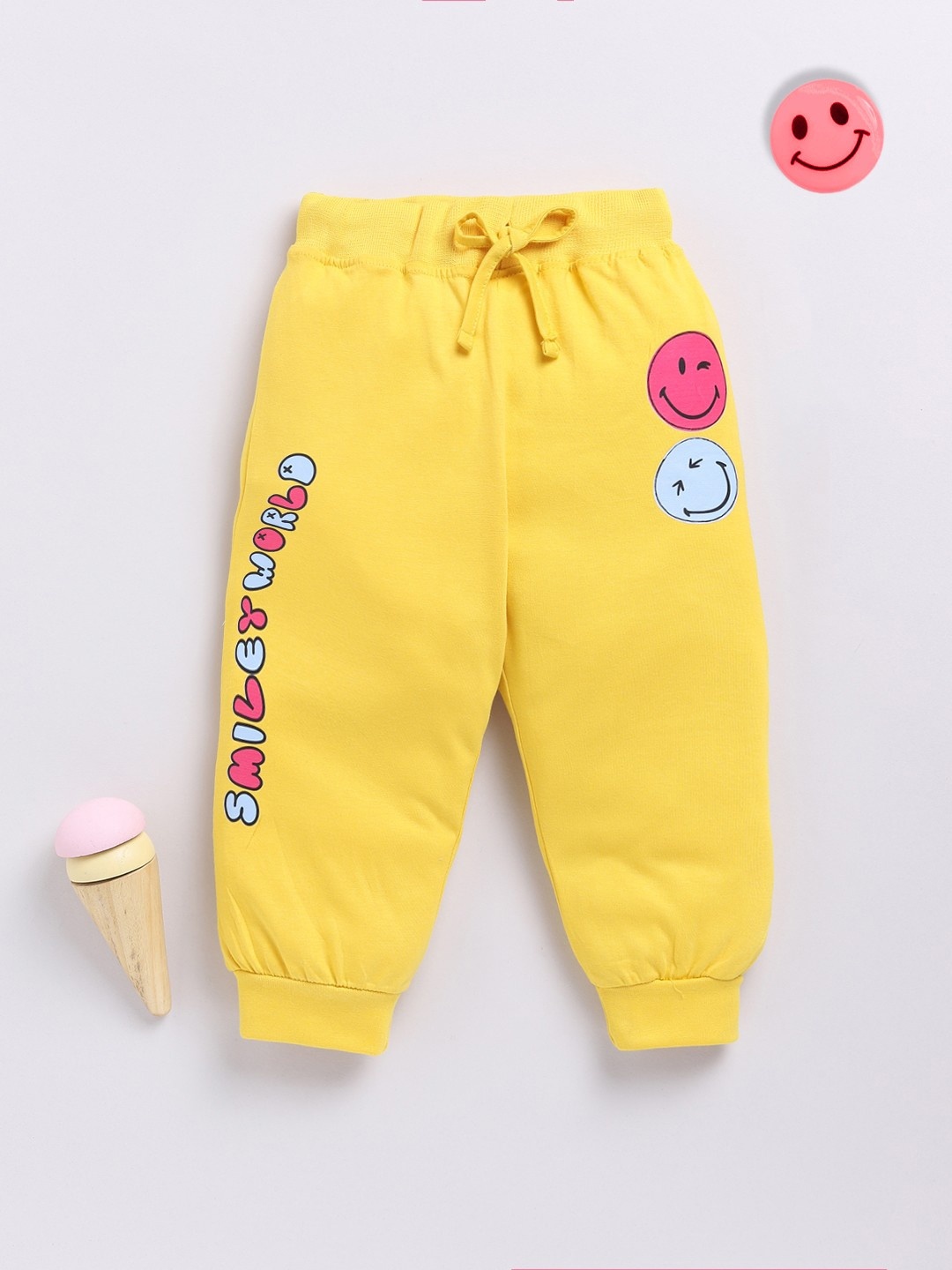 

YK X Minute Mirth Infant Boys Pure Cotton Printed Jogger, Yellow