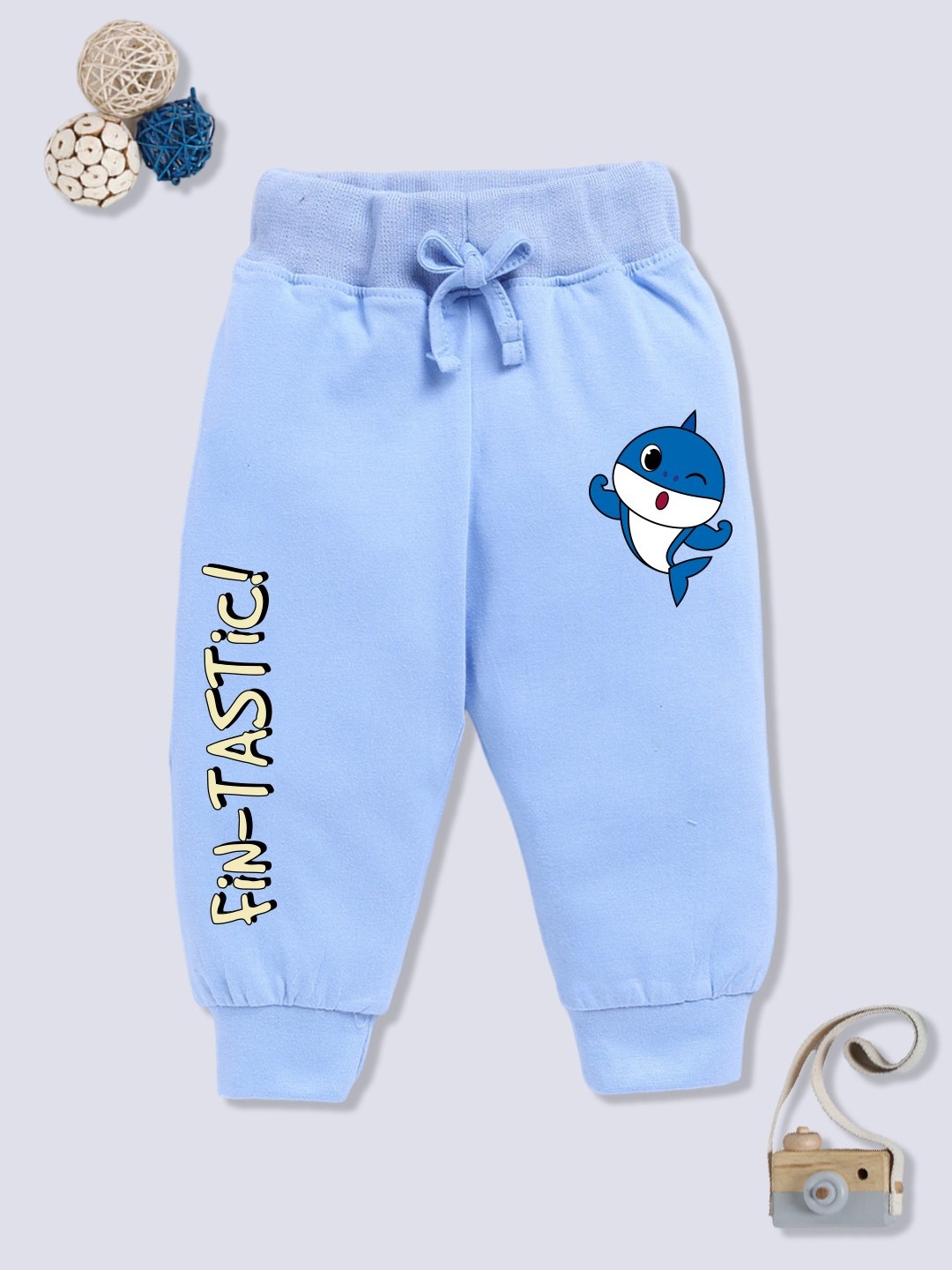 

YK X Minute Mirth Infant Girls Pure Cotton Printed Jogger, Blue