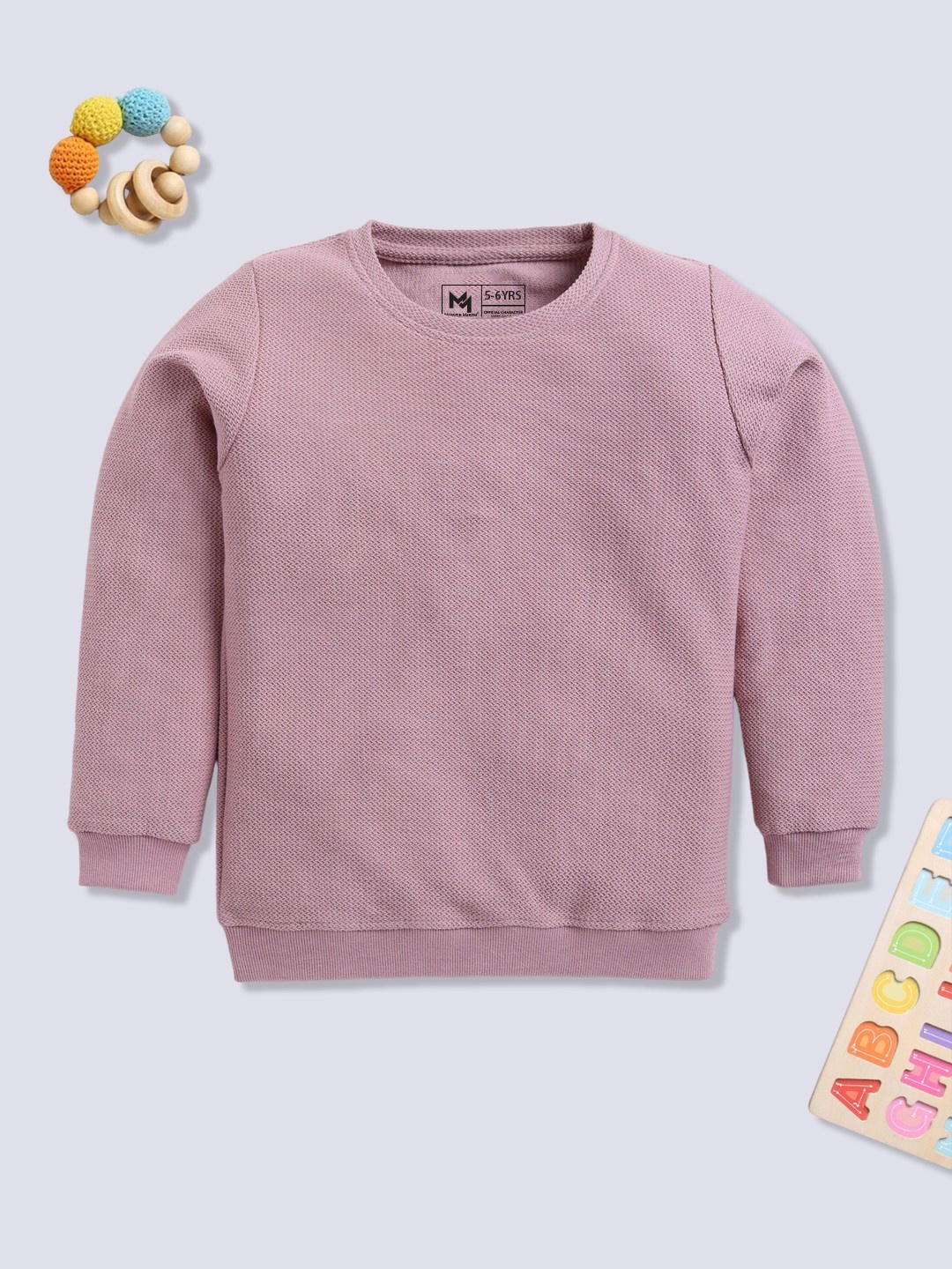 

YK X Minute Mirth Girls Self-Design Cotton Sweatshirt, Pink