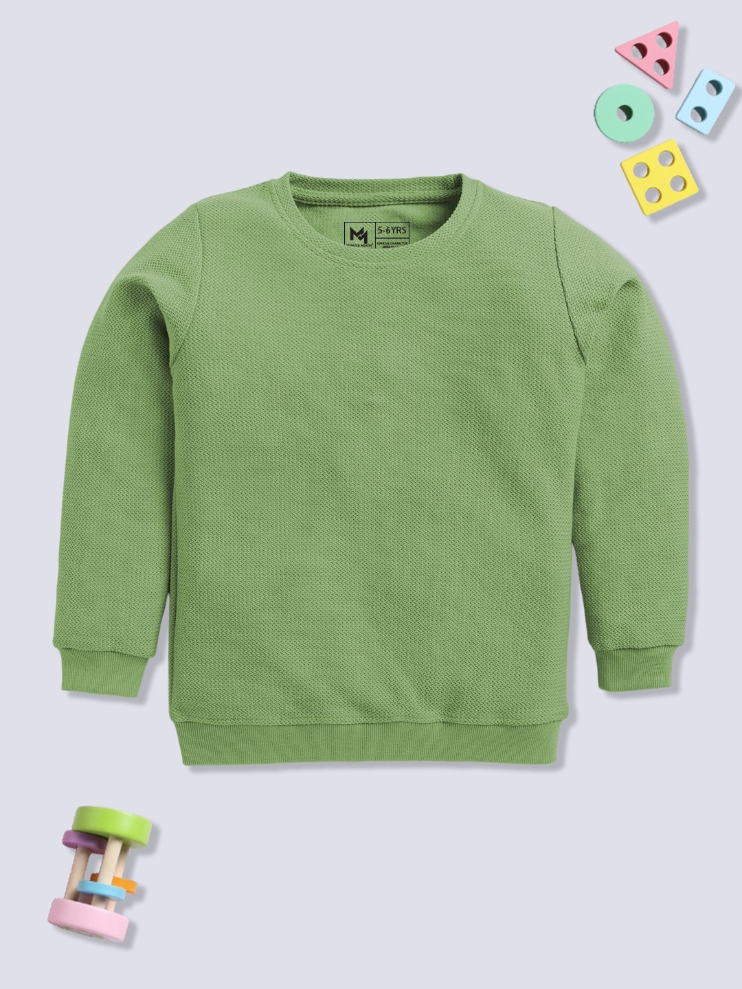 

YK X Minute Mirth Girls Self-Design Cotton Sweatshirt, Green