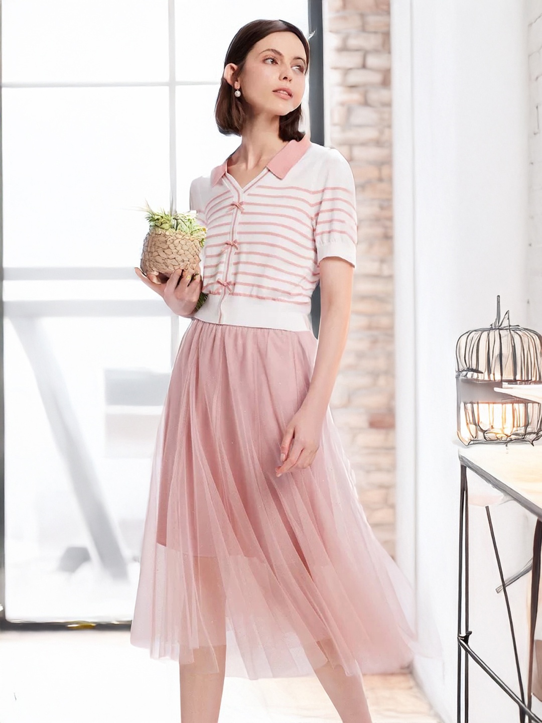 

StyleCast Women Striped Top, Pink