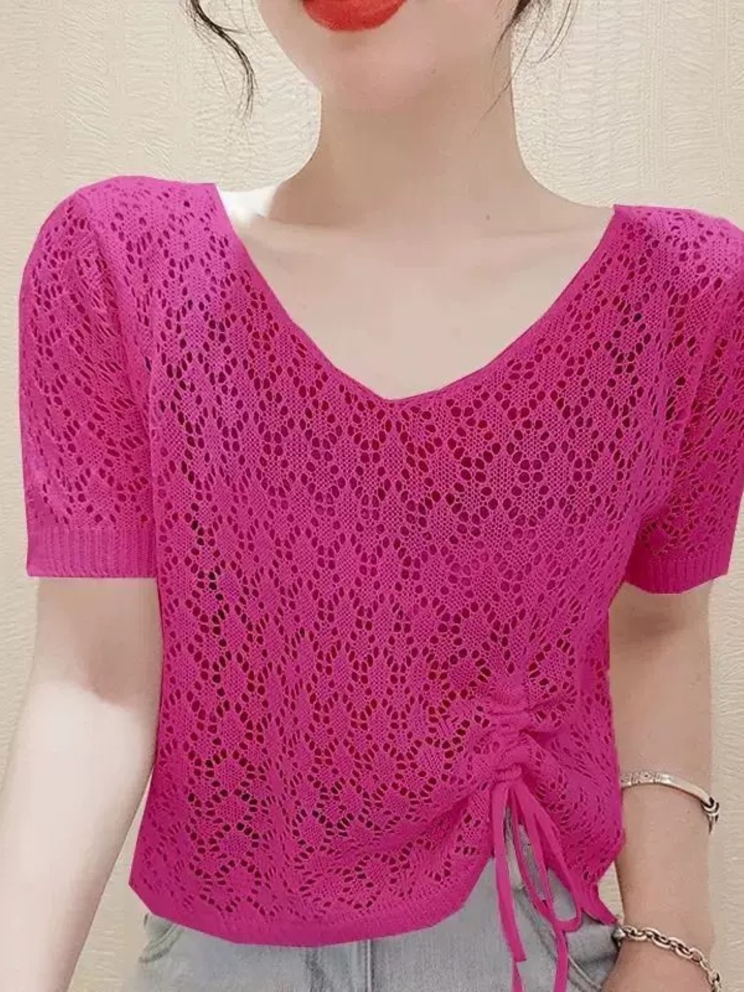 

StyleCast Women Self Design Top, Pink