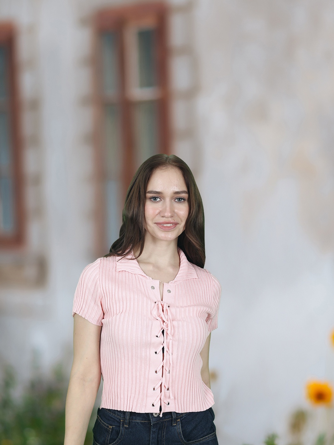 

StyleCast Self Design Shirt Style Top, Pink