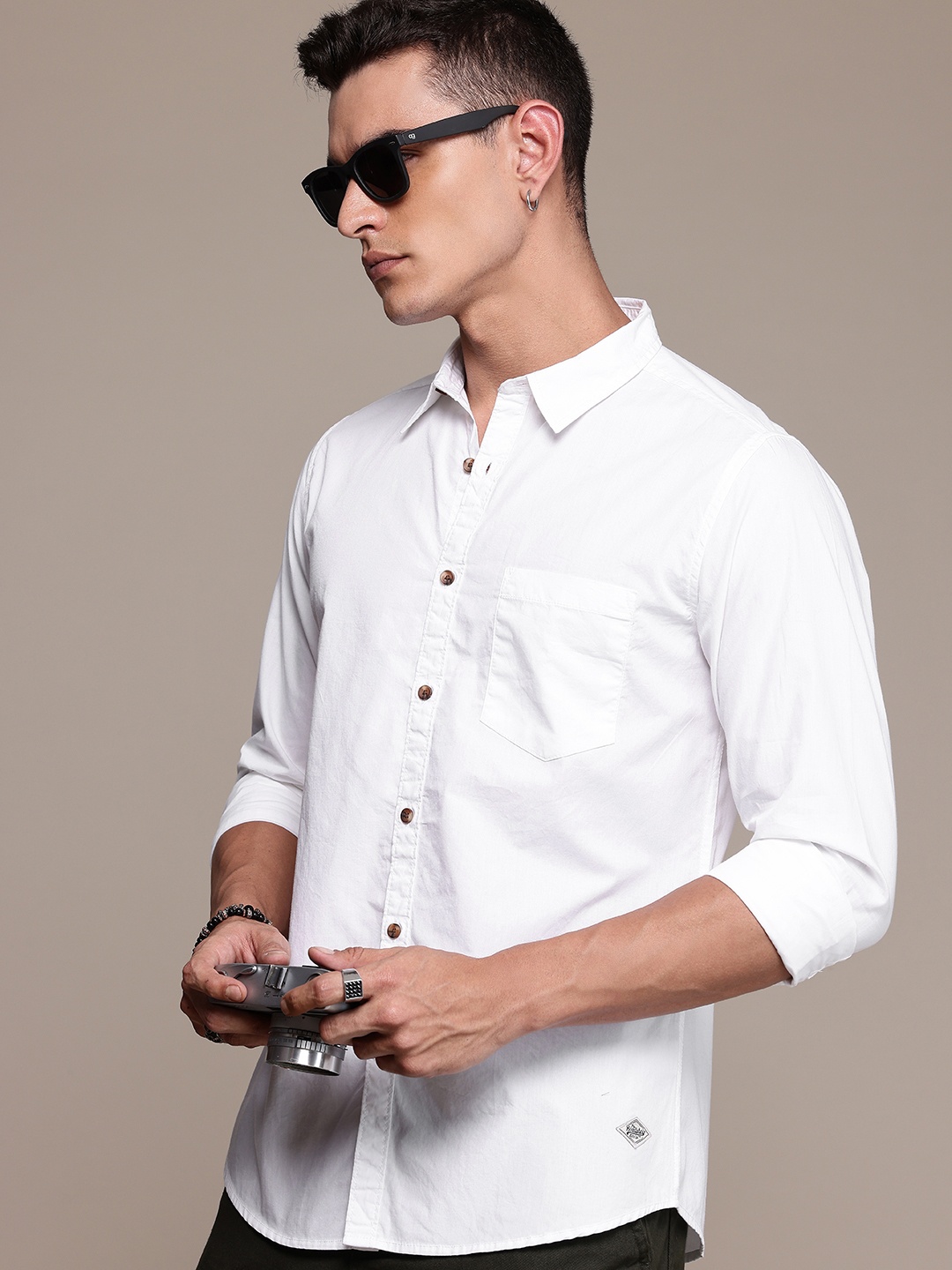 

The Roadster Life Co. Pure Cotton Casual Shirt, White