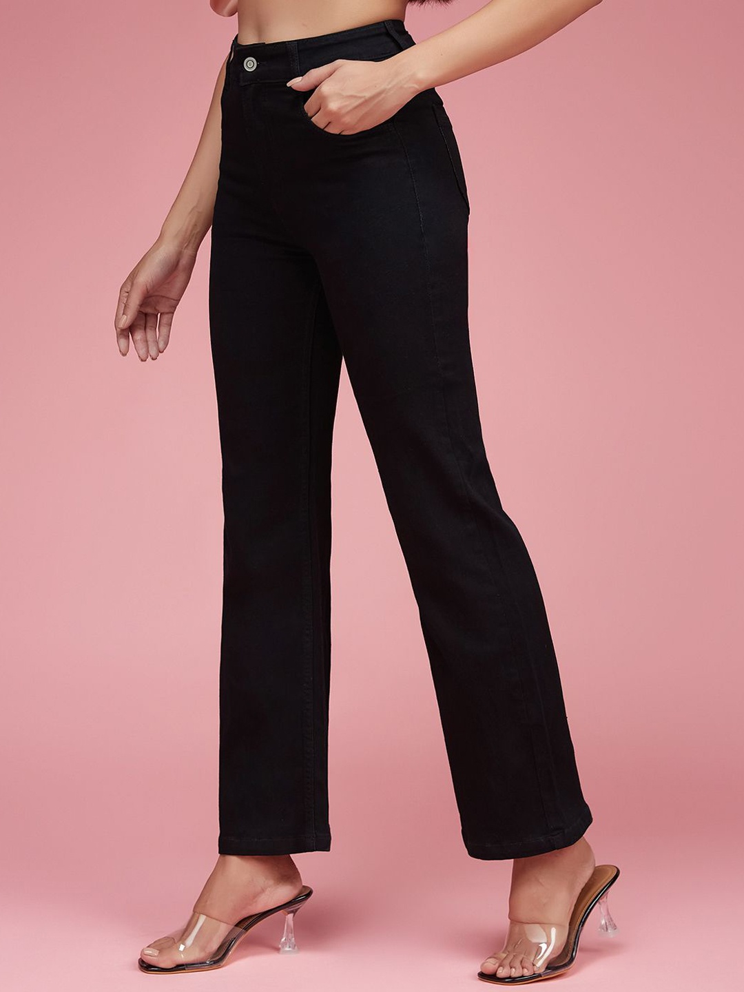 

DressBerry Women Bootcut High Rise Clean Look Stretchable Jeans, Black