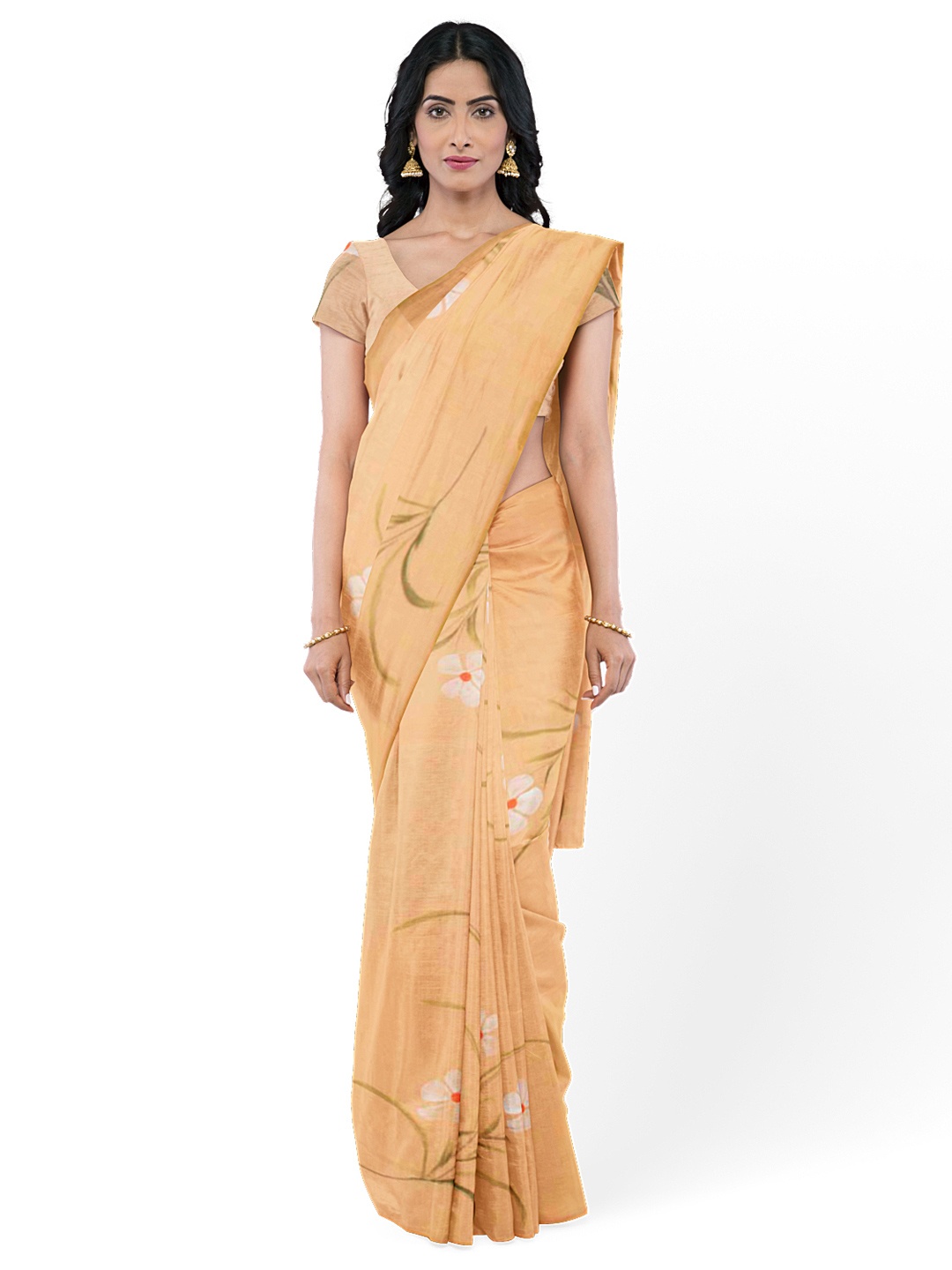 

Avishya Checked Pure Chiffon Saree, Cream