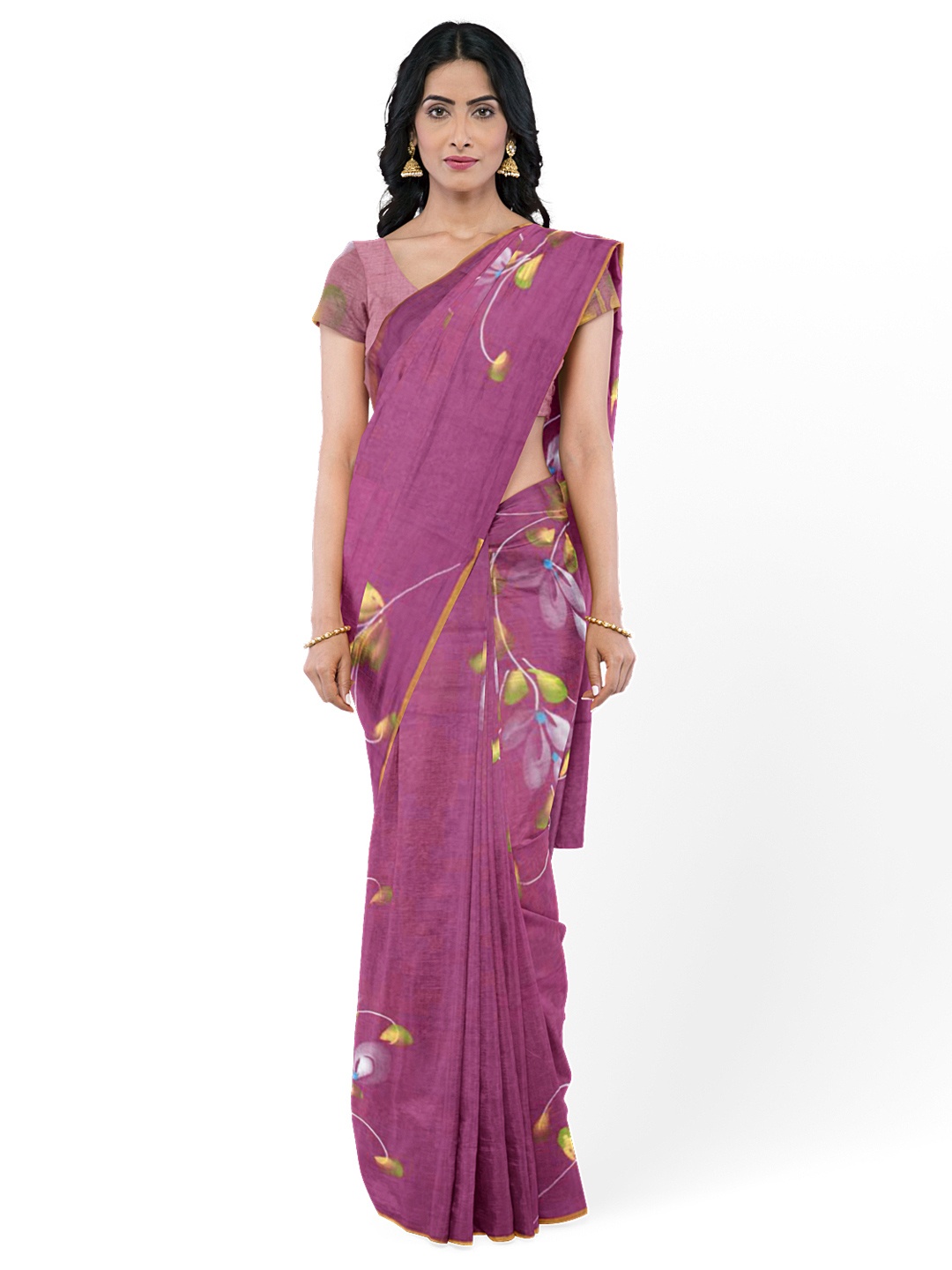 

Avishya Printed Pure Chiffon Saree, Purple