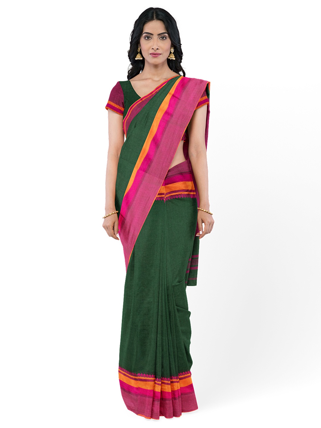 

Avishya Striped Pure Cotton Taant Saree, Yellow
