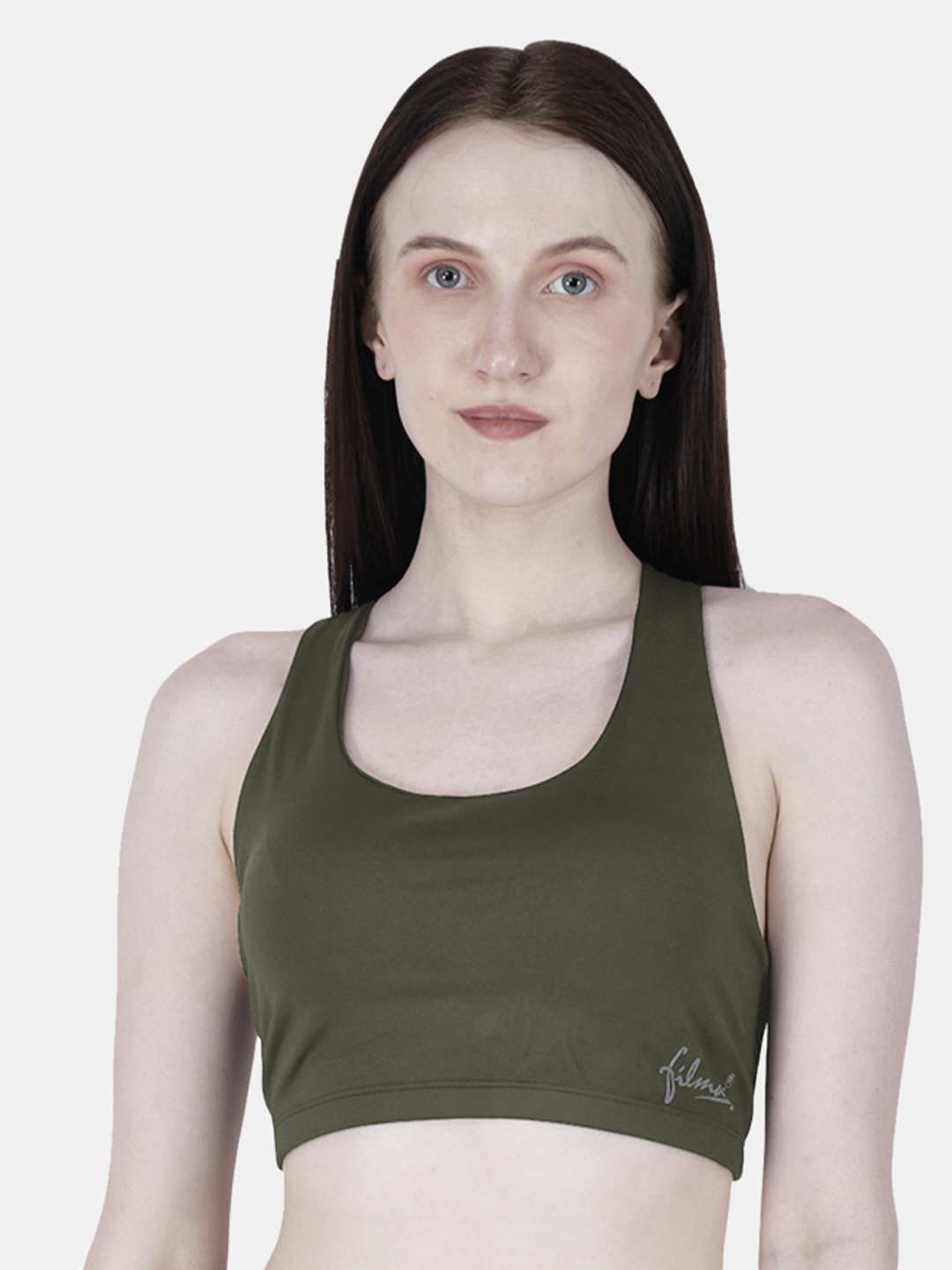 

FILMAX ORIGINALS Women Lightly Padded Racer Back Seamless Sports Bra, Olive