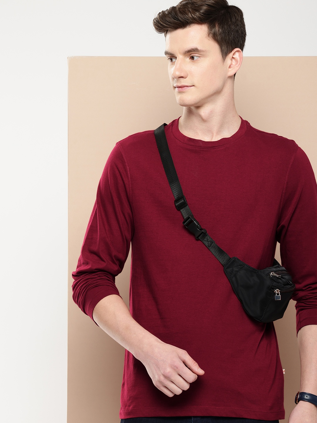 

INVICTUS Pure Cotton Slim Fit T-shirt, Maroon