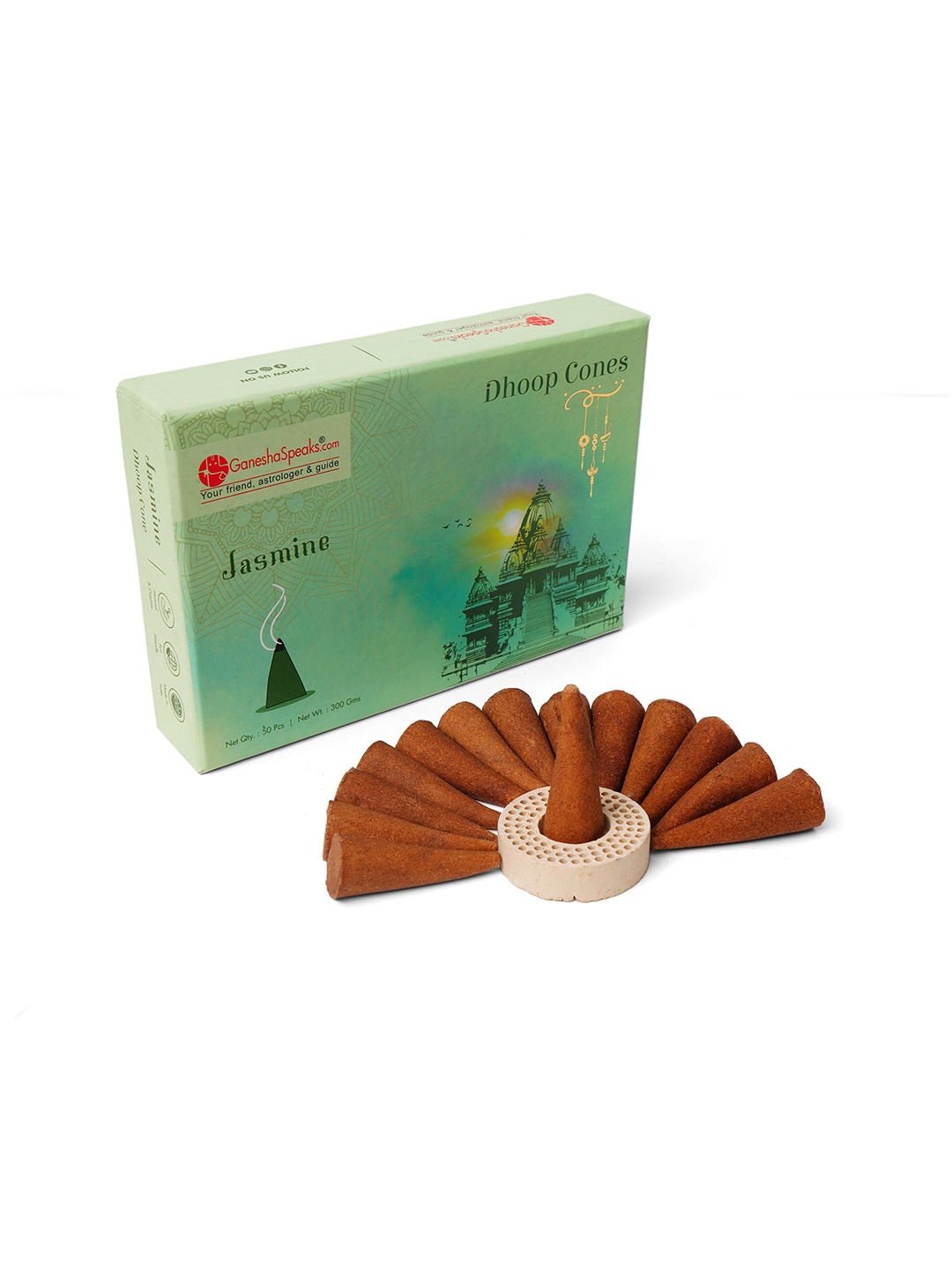 

GaneshaSpeaks Brown & Green Wooden Jasmine Powder Pooja Dhoop Cone