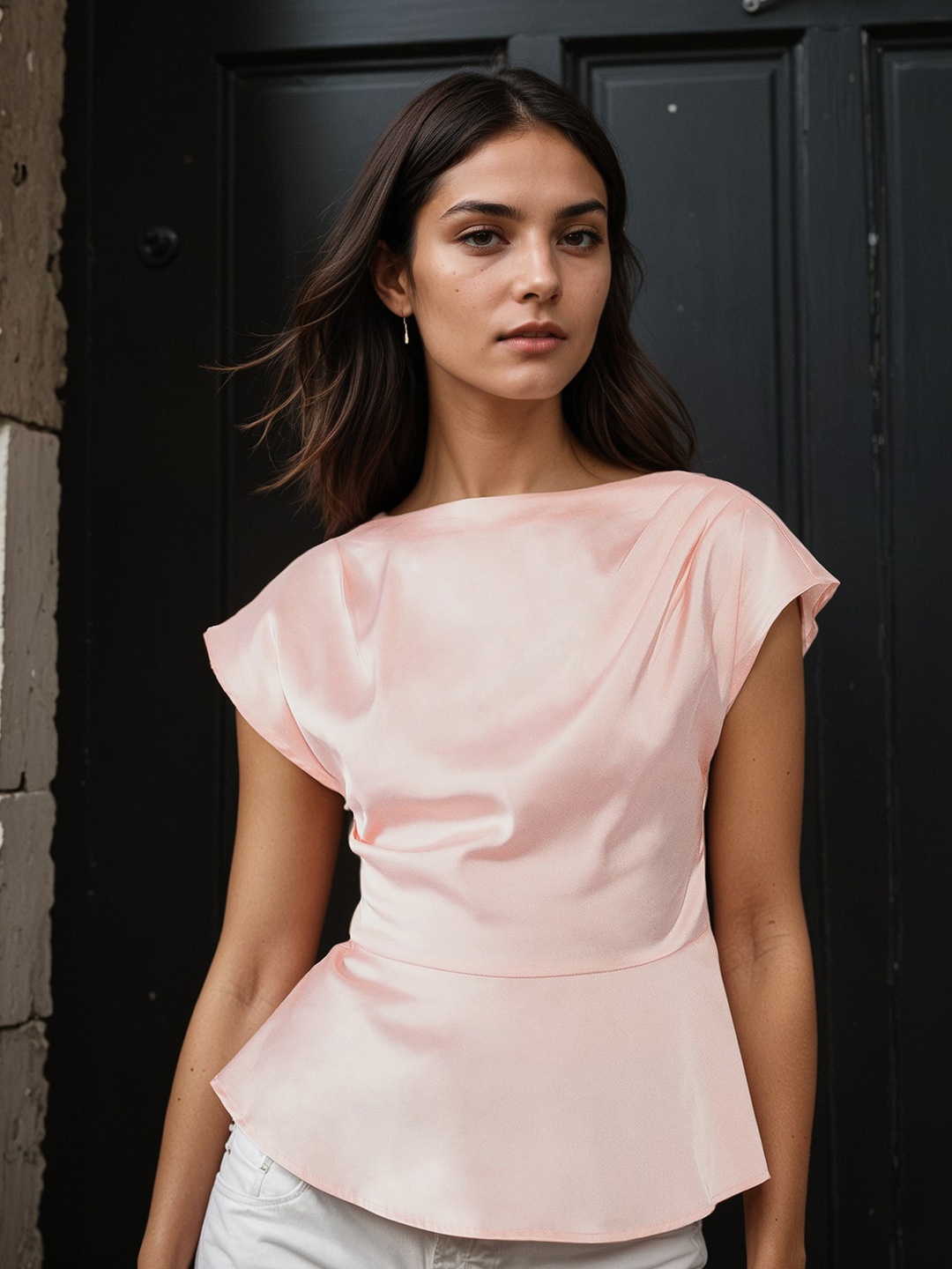 

H&M Cowl Peplum Top, Peach