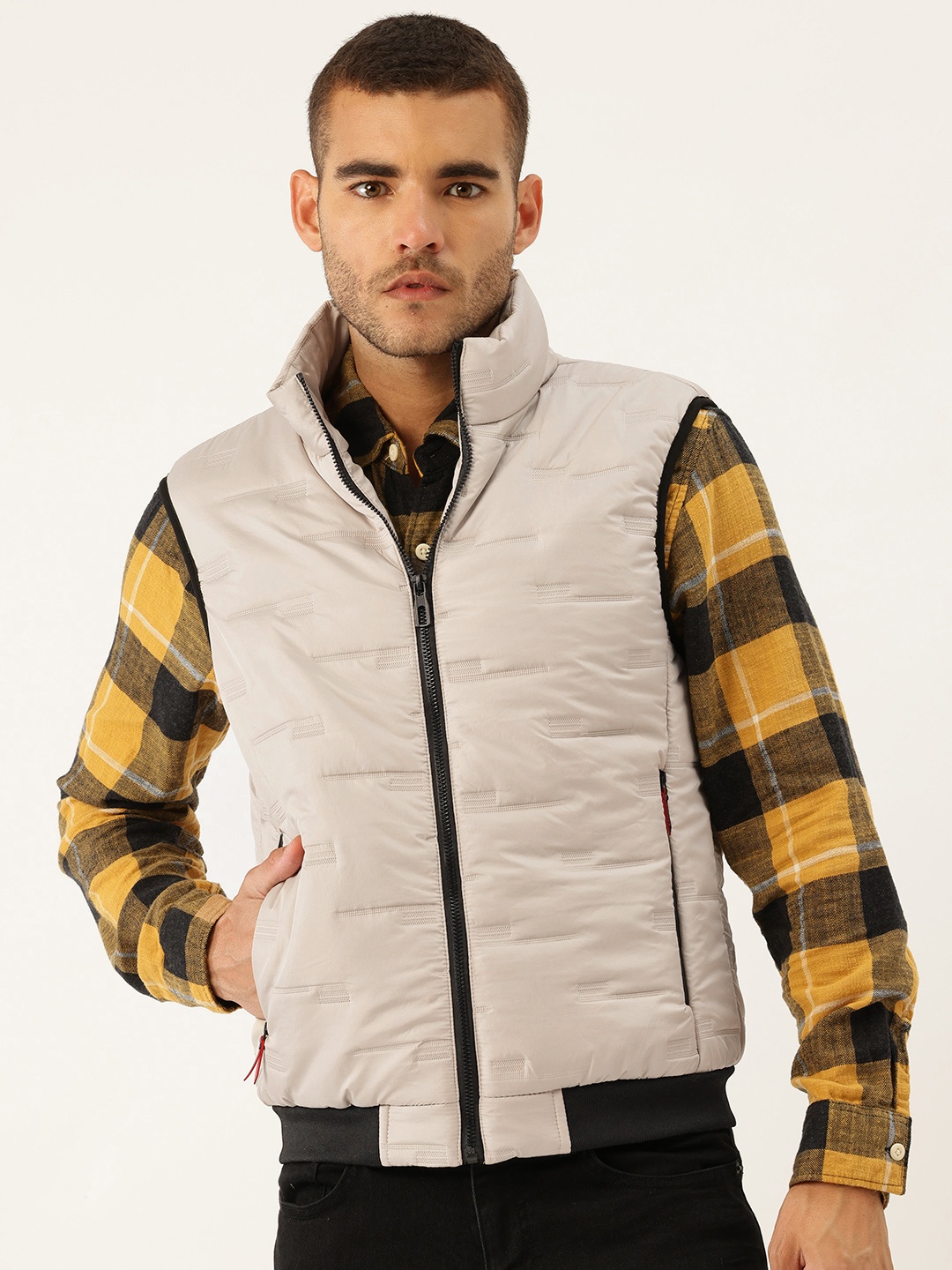 

StyleCast x Revolte Textured Gilet Jacket, Beige