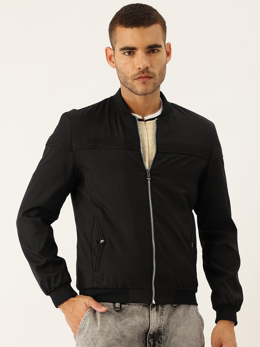 

StyleCast x Revolte Men Bomber Jacket, Black