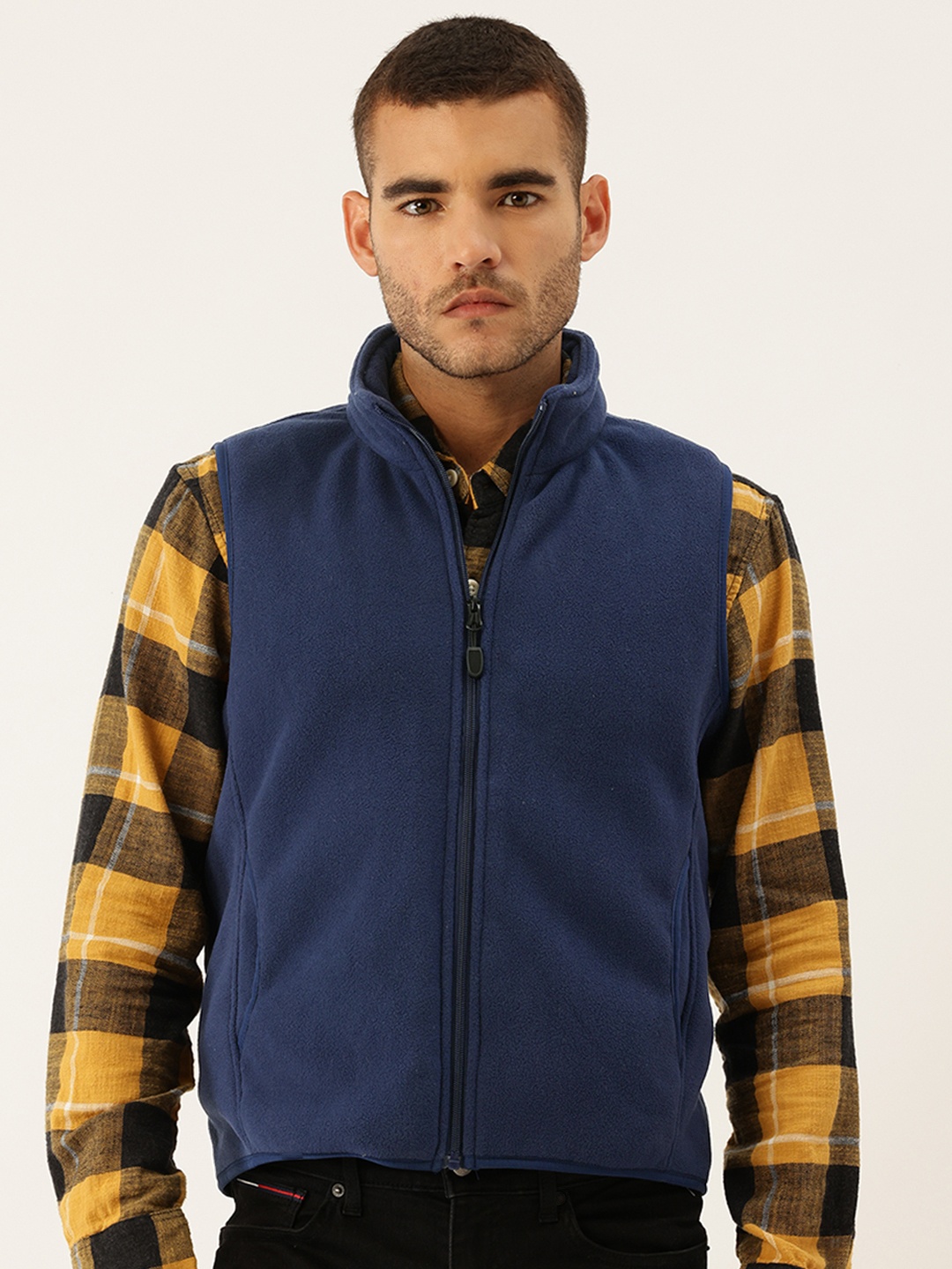 

StyleCast x Revolte Fleece Sleeveless Tailored Jacket, Navy blue