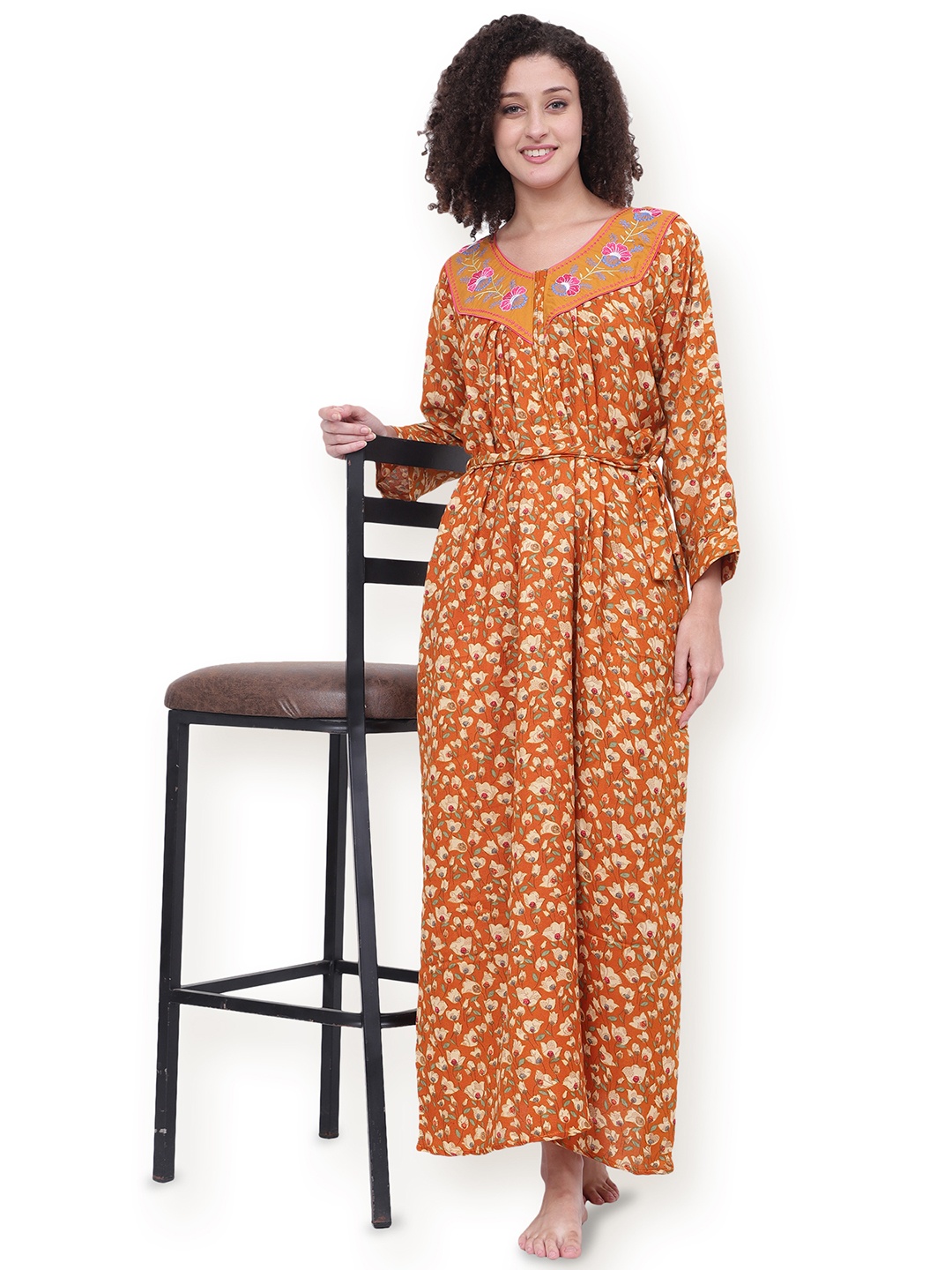 

Noty Printed Maxi Nightdress, Yellow