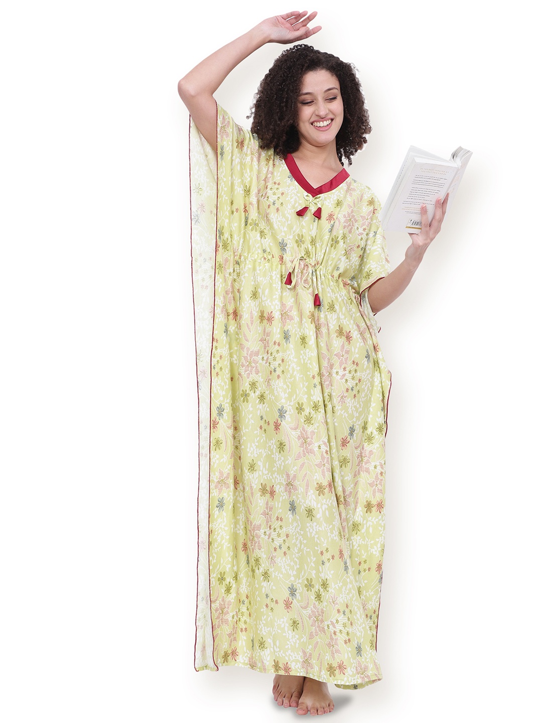 

Noty Women Printed Maxi Nightdress, Green
