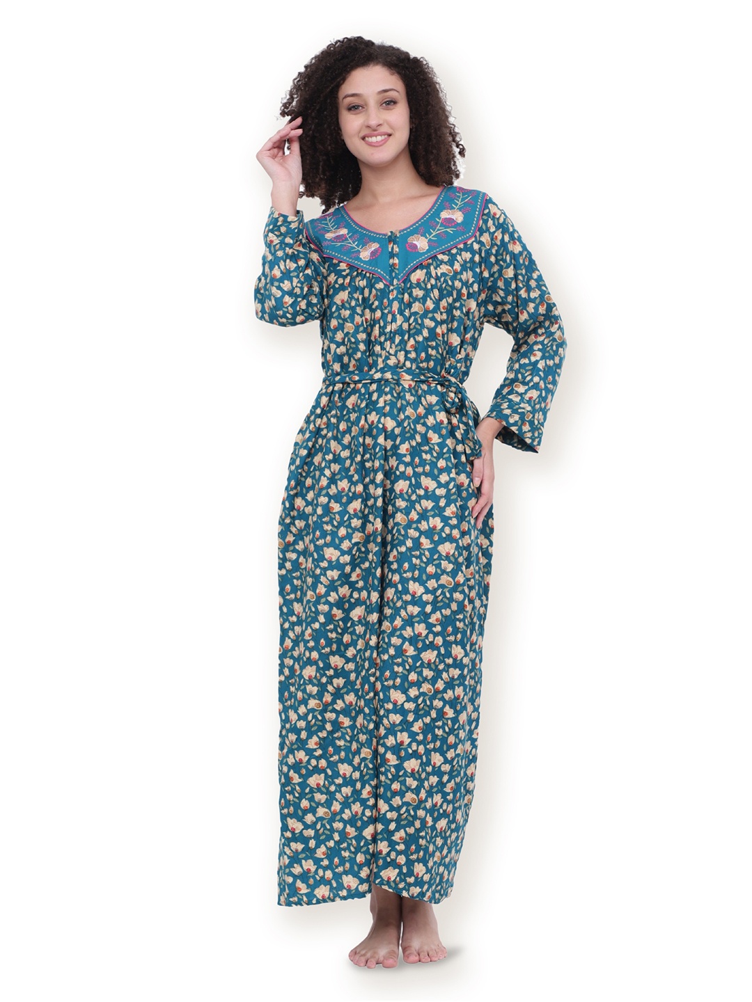 

Noty Women Floral Printed Maxi Nightdress, Blue