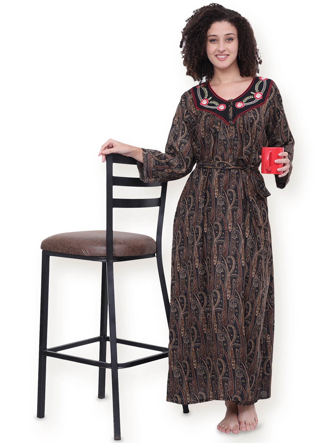

Noty Printed Maxi Nightdress, Black
