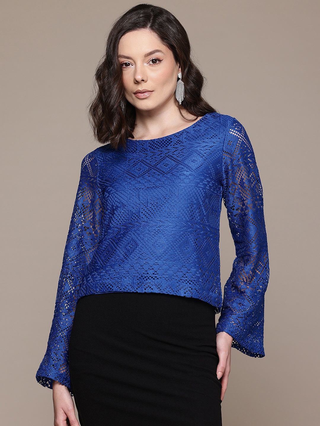 

bebe Dose of Vitamin Lace Top, Blue
