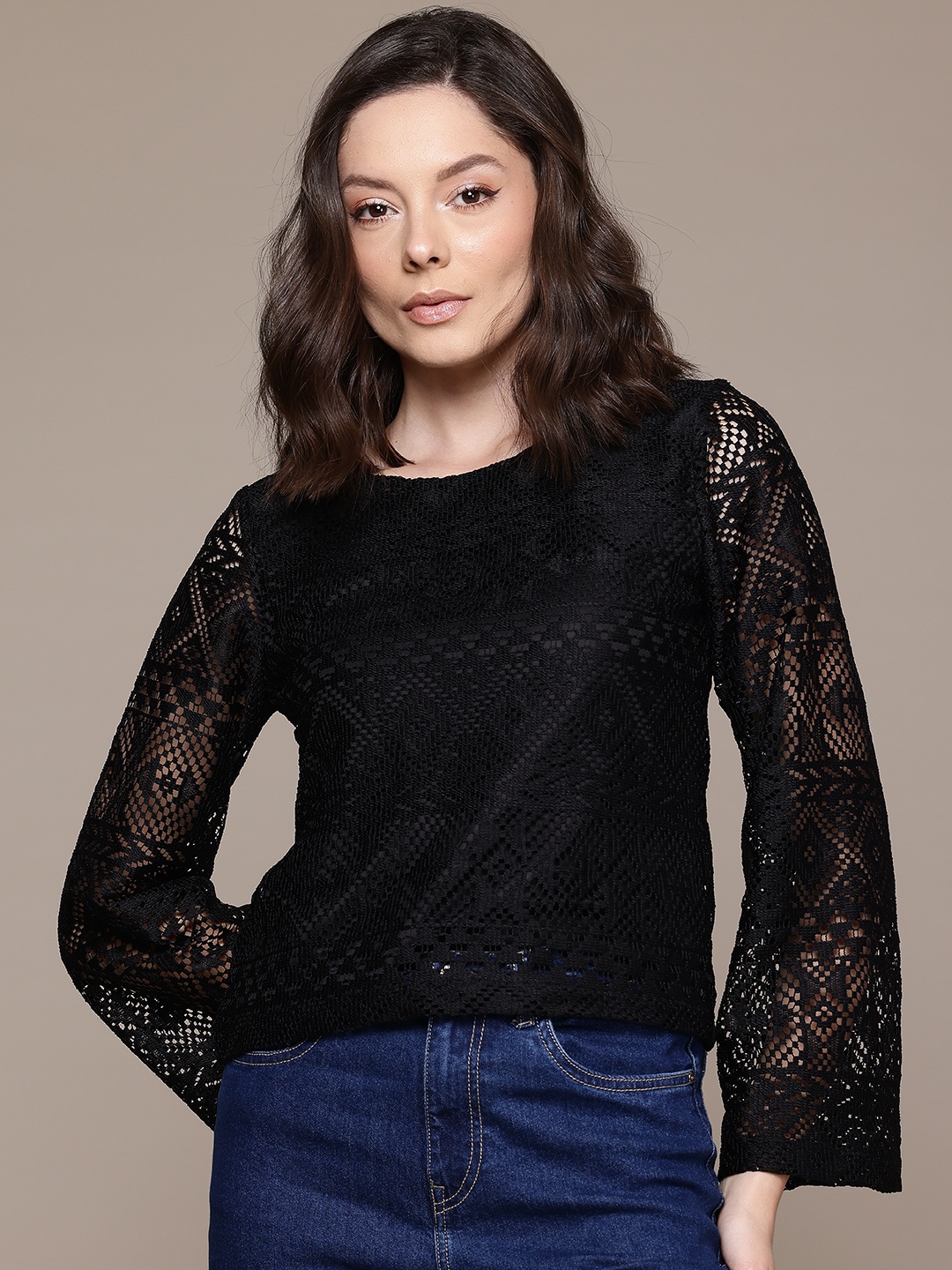 

bebe Dose of Vitamin Lace Top, Black