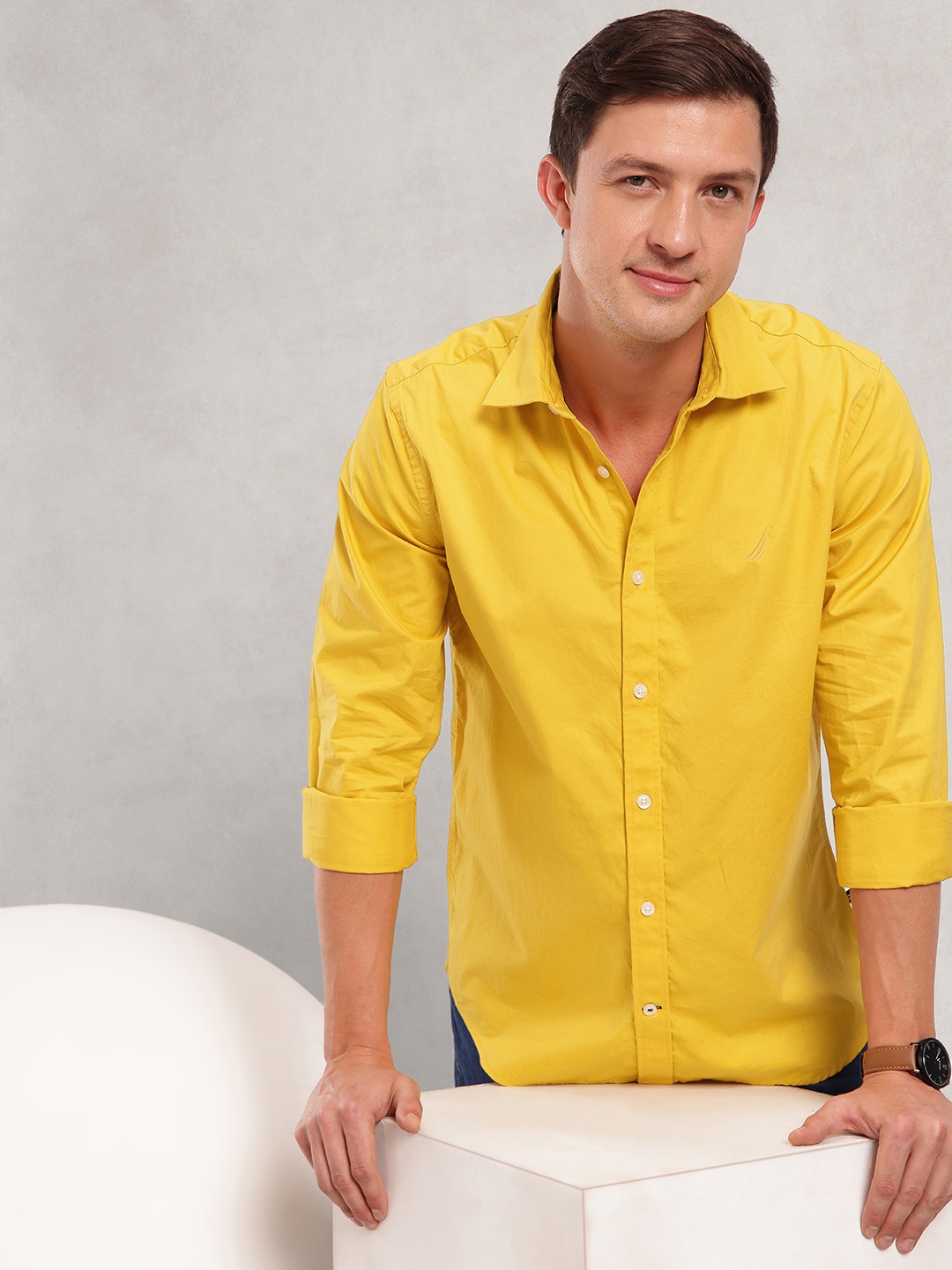 

Nautica Classic Pure Cotton Casual Shirt, Yellow