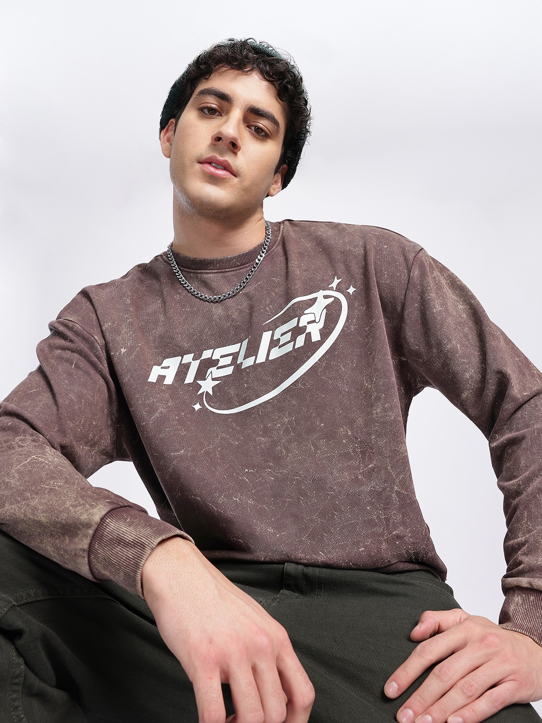 

Kook N Keech Faded Flex Printed Relaxed Sweatshirt, Brown
