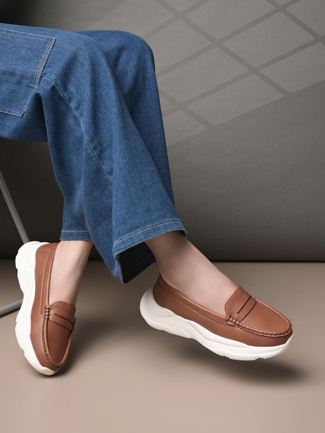 

The Roadster Lifestyle Co Women Slip-On Round Toe Sneakers, Tan
